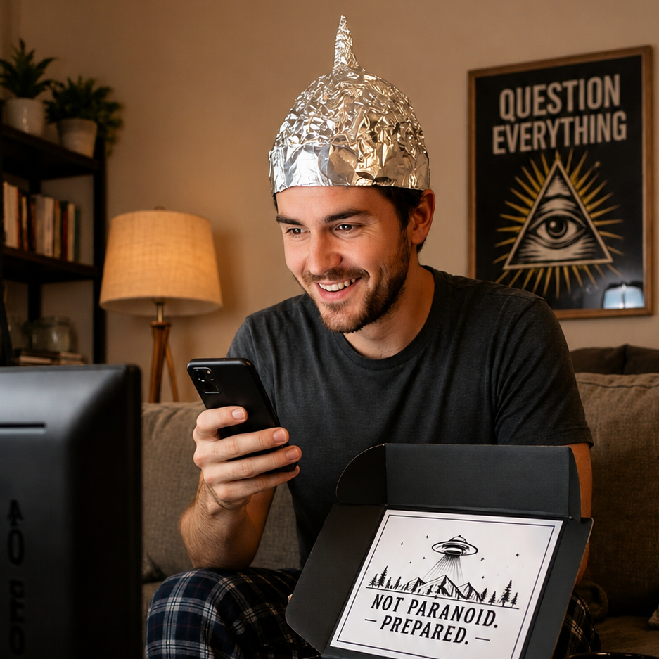 Tin Foil Hat Starter Kit, Funny Conspiracy Novelty Hat Set - TinFoiledHat