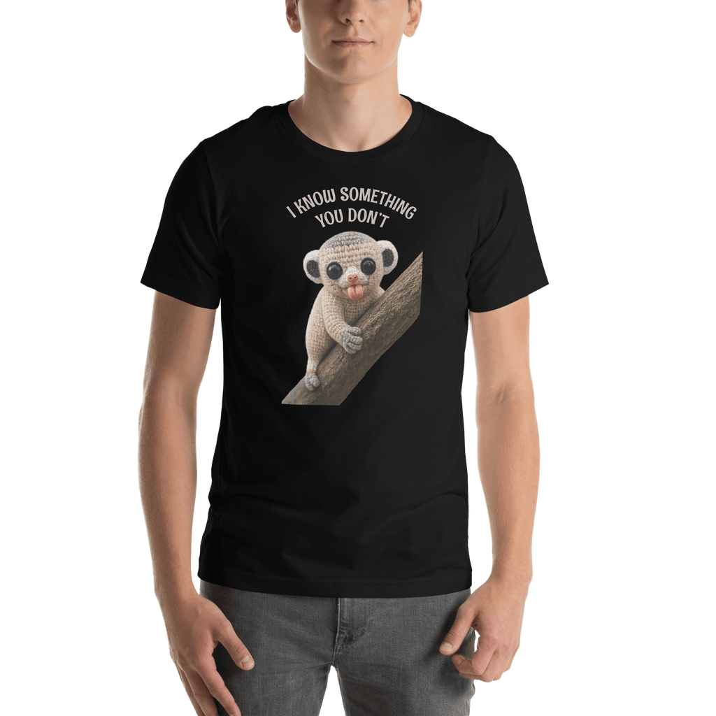 I Know Something You Don’t Shirt, Funny Baby Lemur T-Shirt, Cute Weird Animal Tee, Mischievous Lemur Graphic T-Shirt