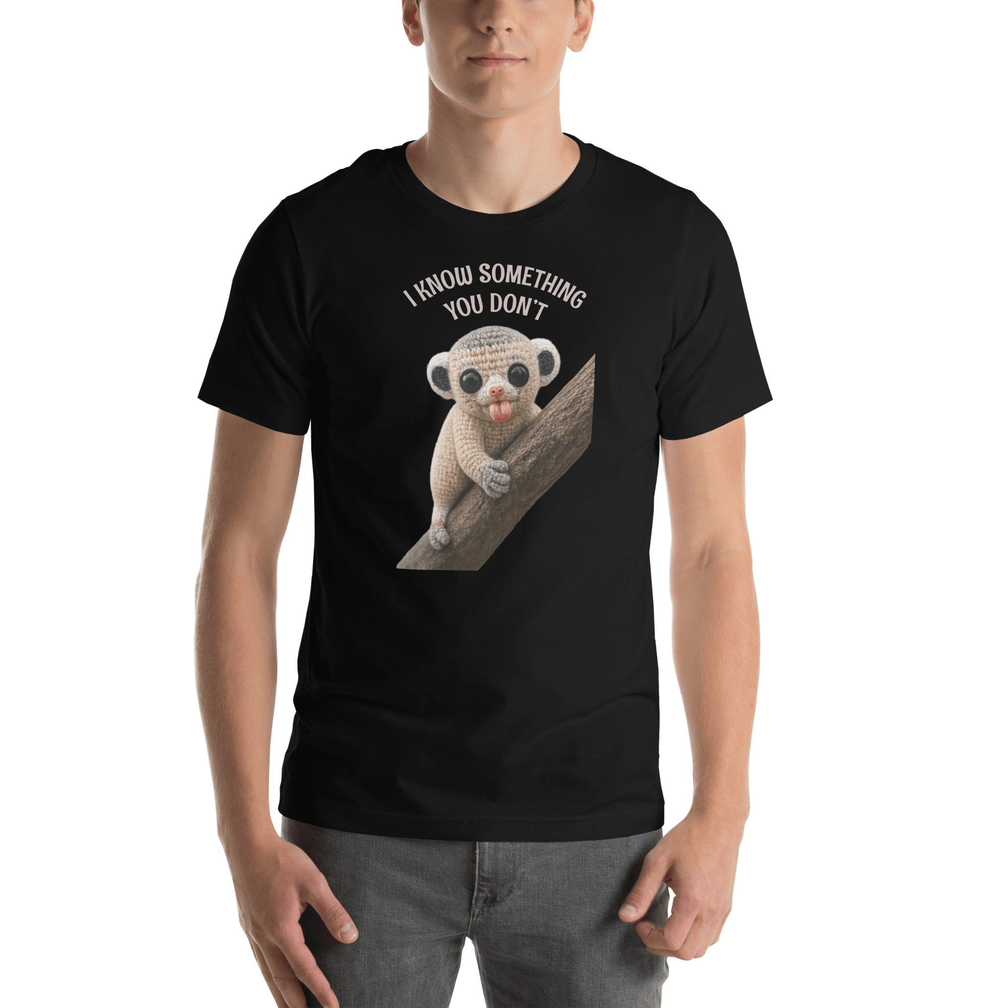 I Know Something You Don’t Shirt, Funny Baby Lemur T-Shirt, Cute Weird Animal Tee, Mischievous Lemur Graphic T-Shirt