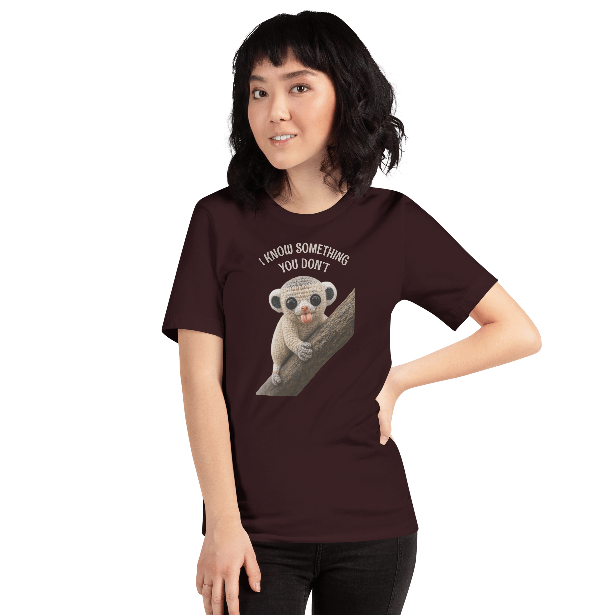 I Know Something You Don’t Shirt, Funny Baby Lemur T-Shirt, Cute Weird Animal Tee, Mischievous Lemur Graphic T-Shirt