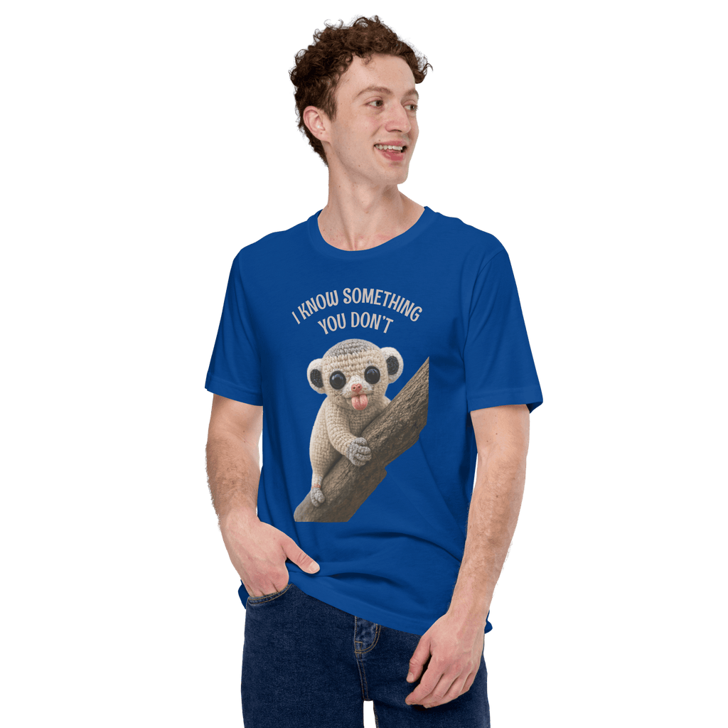 I Know Something You Don’t Shirt, Funny Baby Lemur T-Shirt, Cute Weird Animal Tee, Mischievous Lemur Graphic T-Shirt