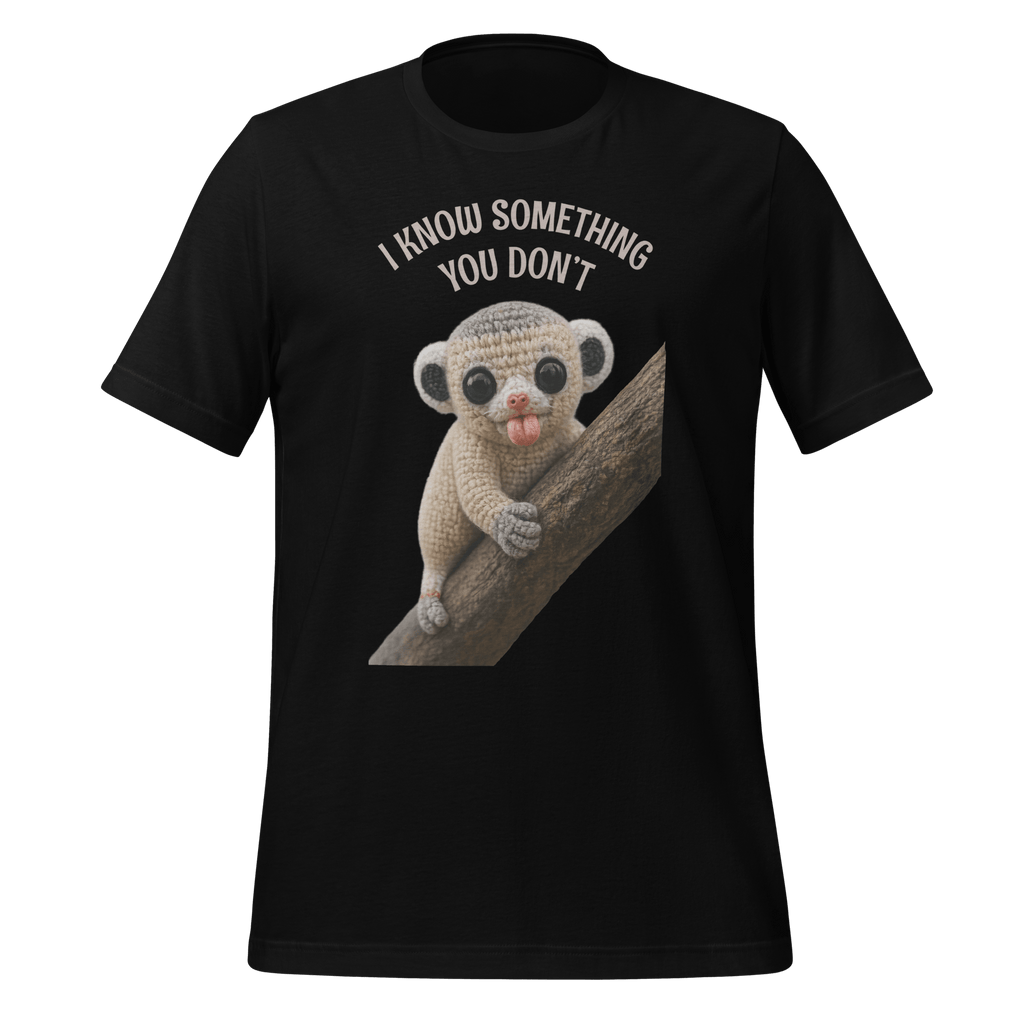 I Know Something You Don’t Shirt, Funny Baby Lemur T-Shirt, Cute Weird Animal Tee, Mischievous Lemur Graphic T-Shirt