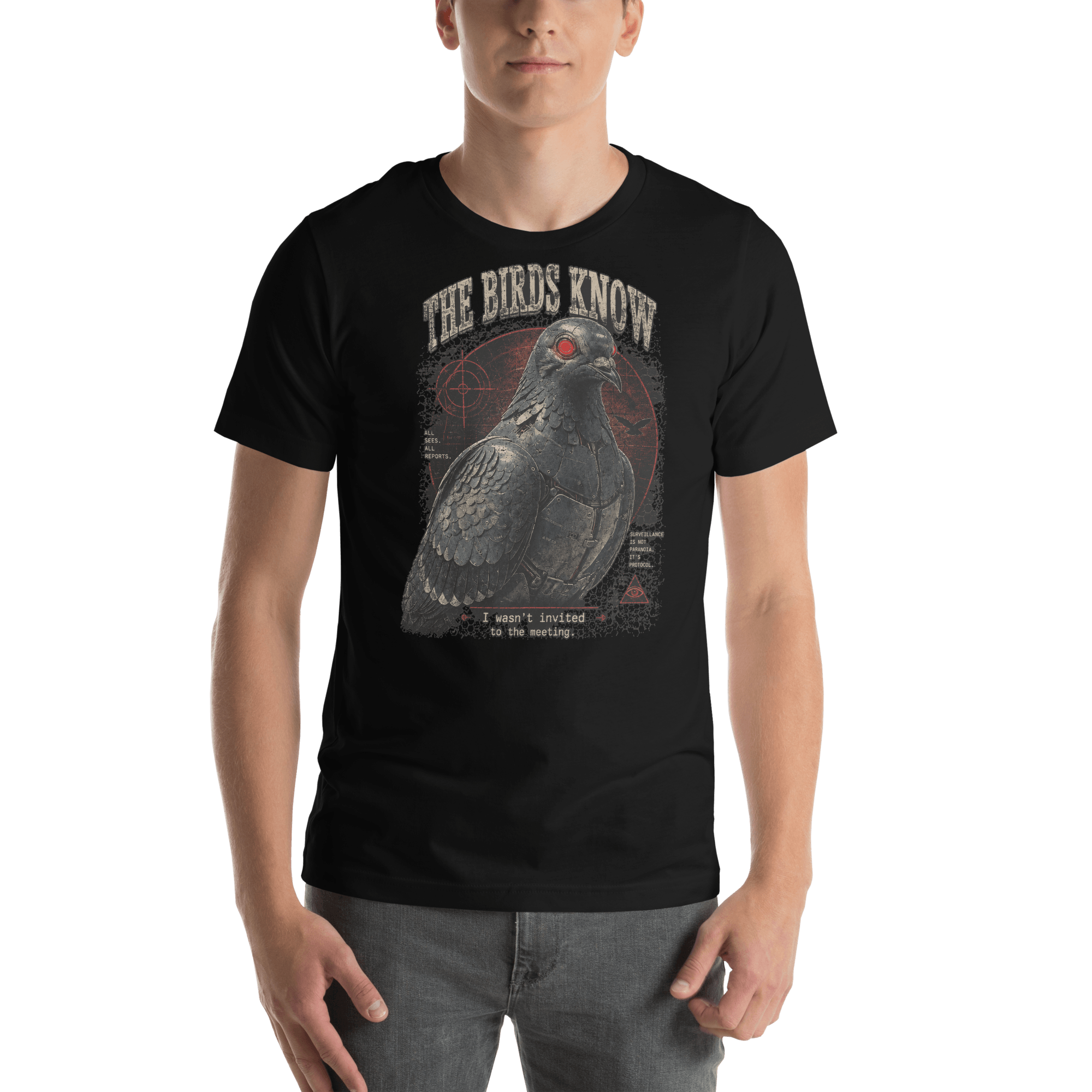 The Birds Know T-Shirt | Funny Spy Pigeon Graphic T-Shirt