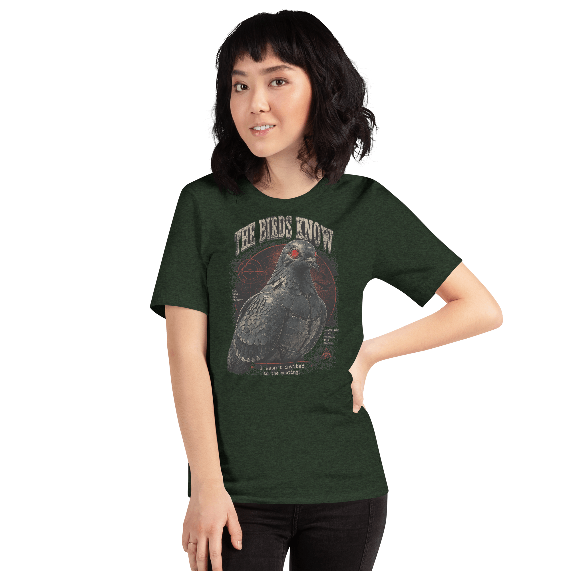 The Birds Know T-Shirt | Funny Spy Pigeon Graphic T-Shirt