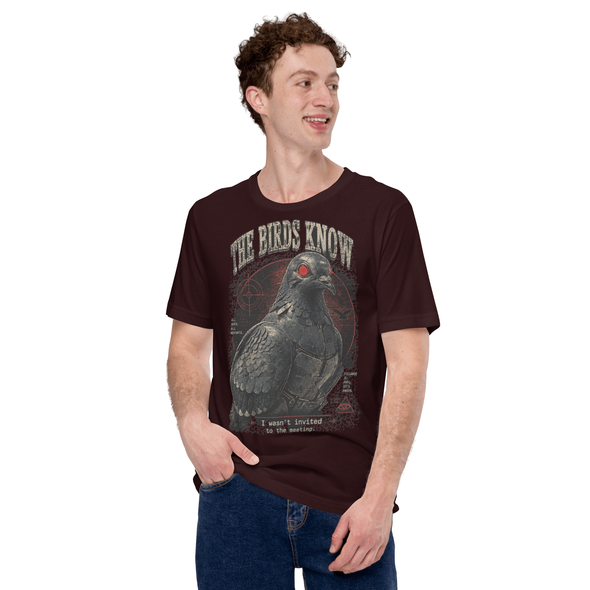 The Birds Know T-Shirt | Funny Spy Pigeon Graphic T-Shirt