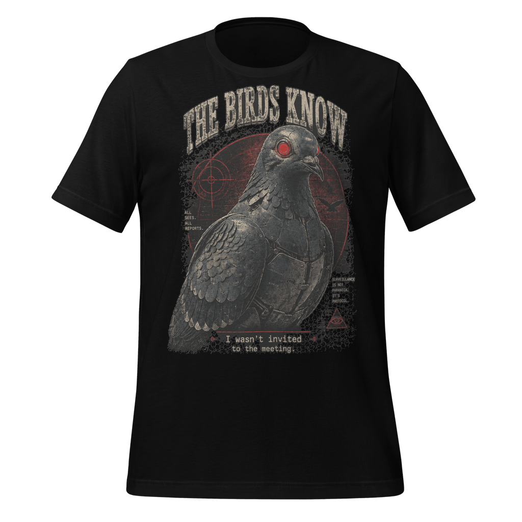 The Birds Know T-Shirt | Funny Spy Pigeon Graphic T-Shirt