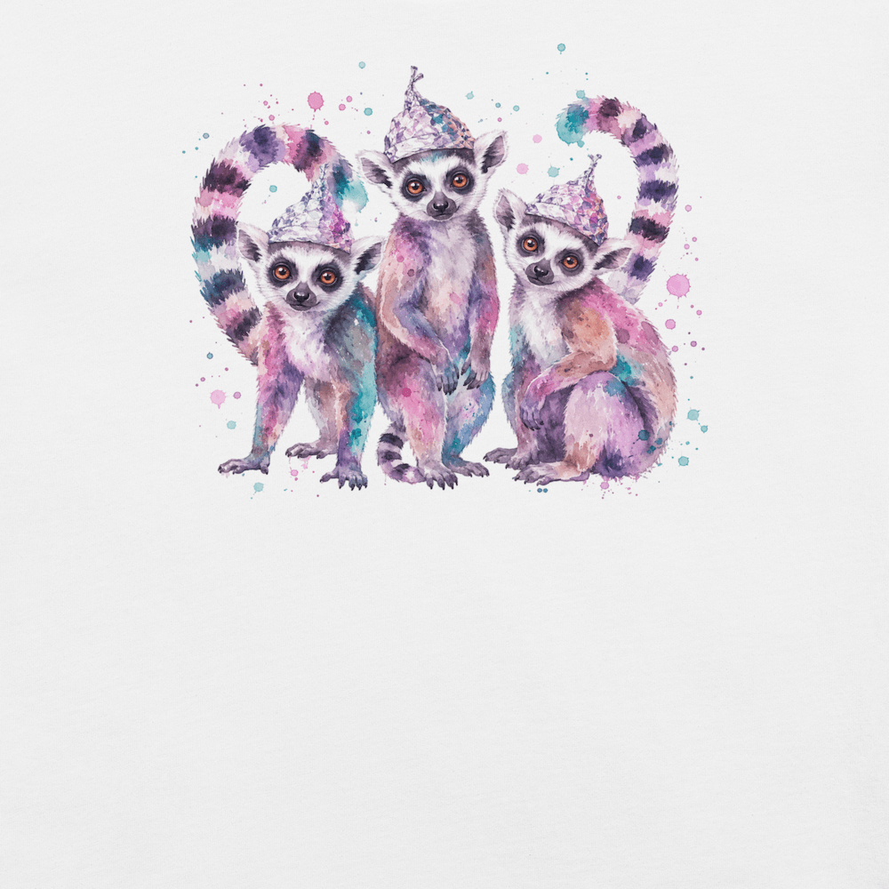 Three Tin Foil Hat Lemurs Watercolor Shirt Graphic T-Shirt