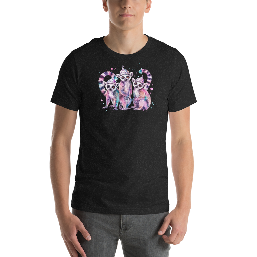 Three Tin Foil Hat Lemurs Watercolor Shirt Graphic T-Shirt