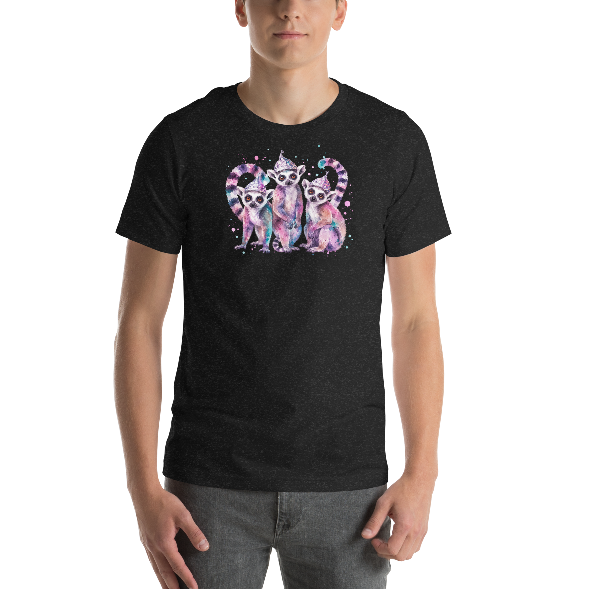 Three Tin Foil Hat Lemurs Watercolor Shirt Graphic T-Shirt