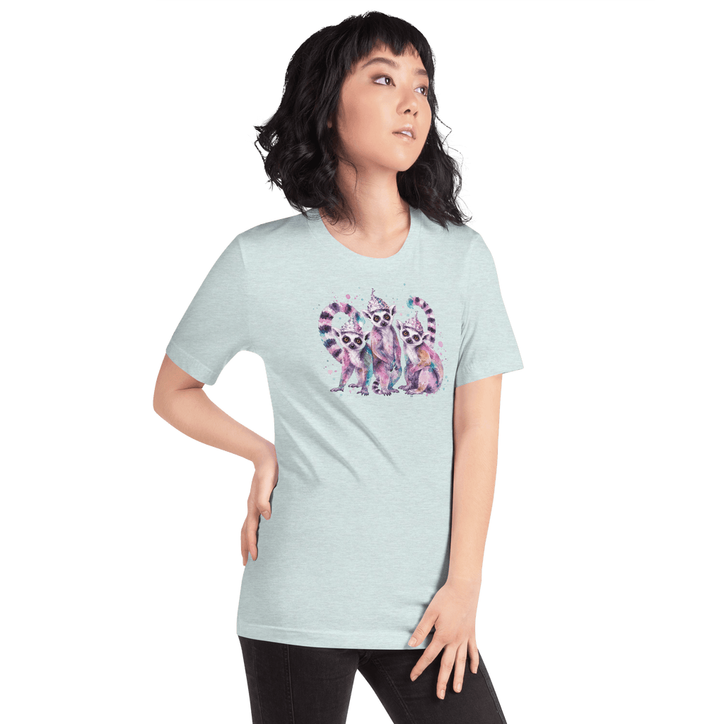 Three Tin Foil Hat Lemurs Watercolor Shirt Graphic T-Shirt