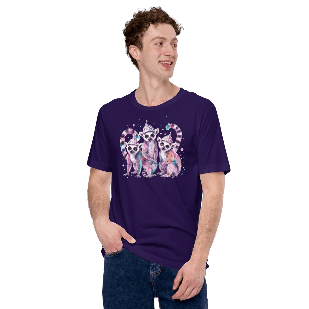 Three Tin Foil Hat Lemurs Watercolor Shirt Graphic T-Shirt