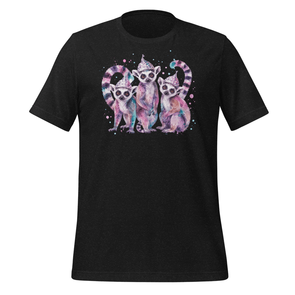 Three Tin Foil Hat Lemurs Watercolor Shirt Graphic T-Shirt