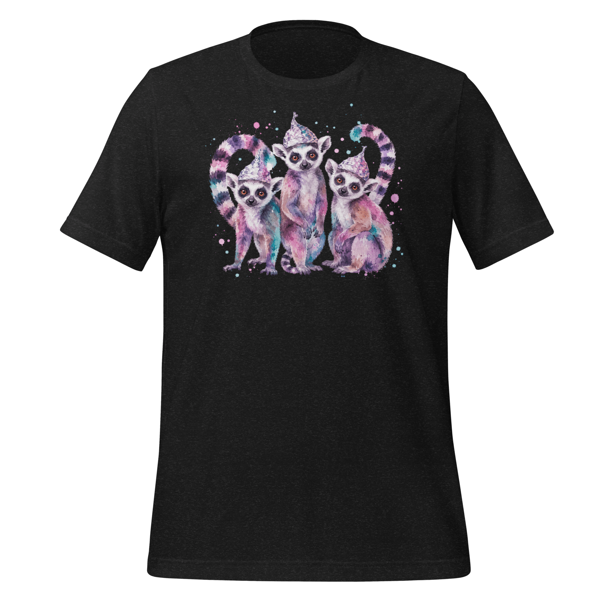 Three Tin Foil Hat Lemurs Watercolor Shirt Graphic T-Shirt