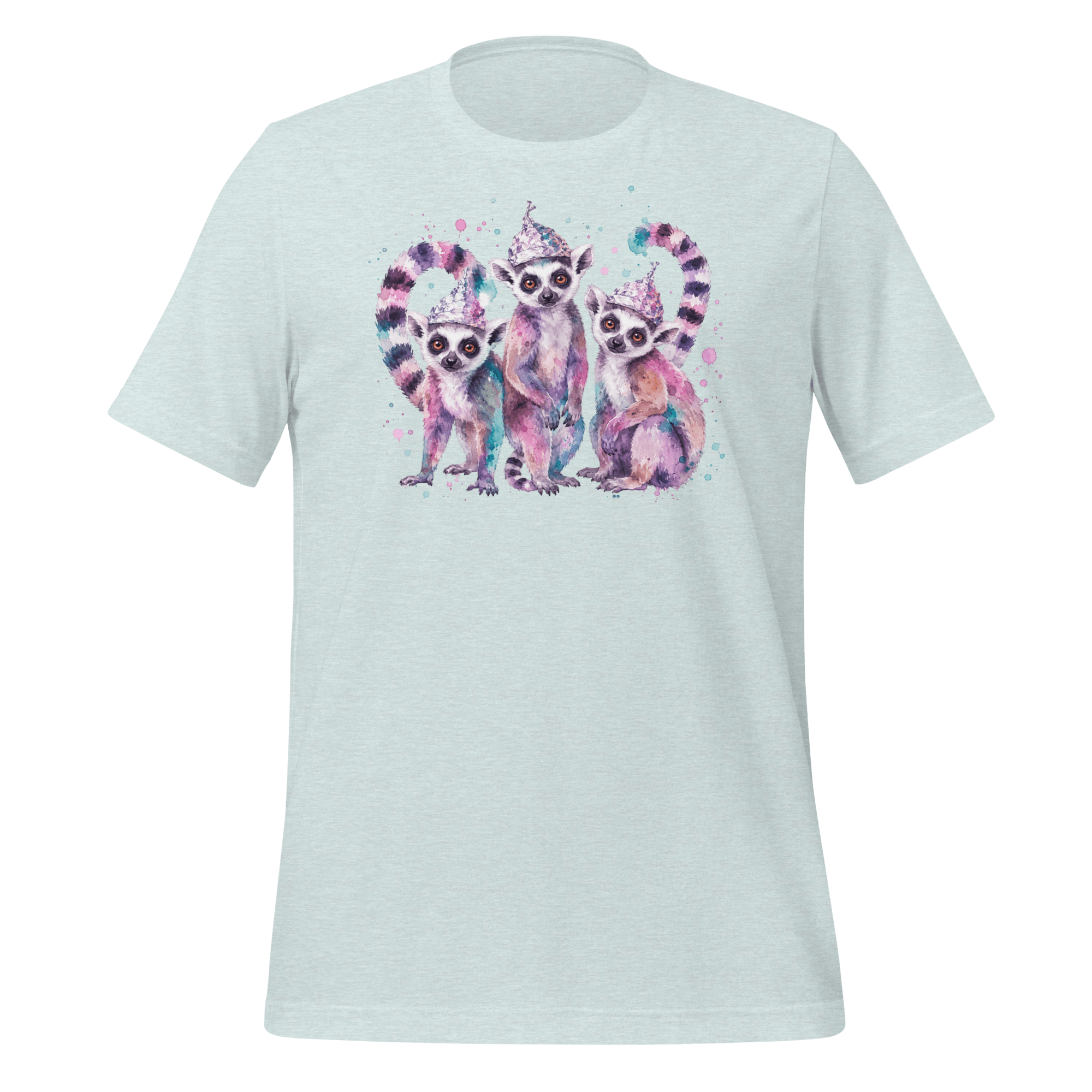Three Tin Foil Hat Lemurs Watercolor Shirt Graphic T-Shirt