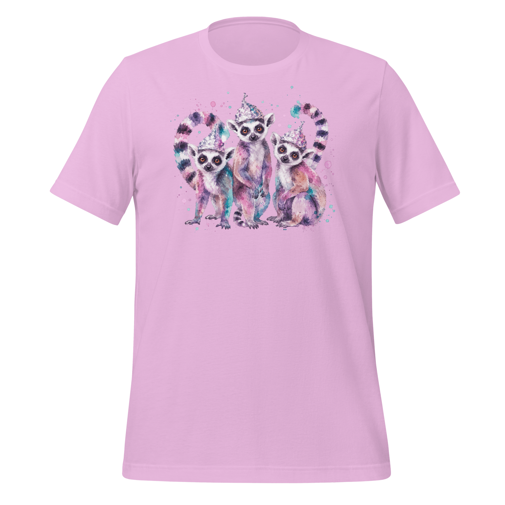 Three Tin Foil Hat Lemurs Watercolor Shirt Graphic T-Shirt
