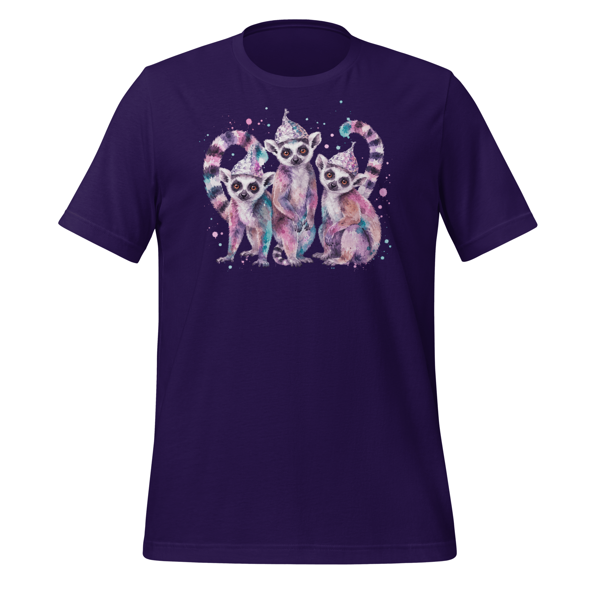 Three Tin Foil Hat Lemurs Watercolor Shirt Graphic T-Shirt