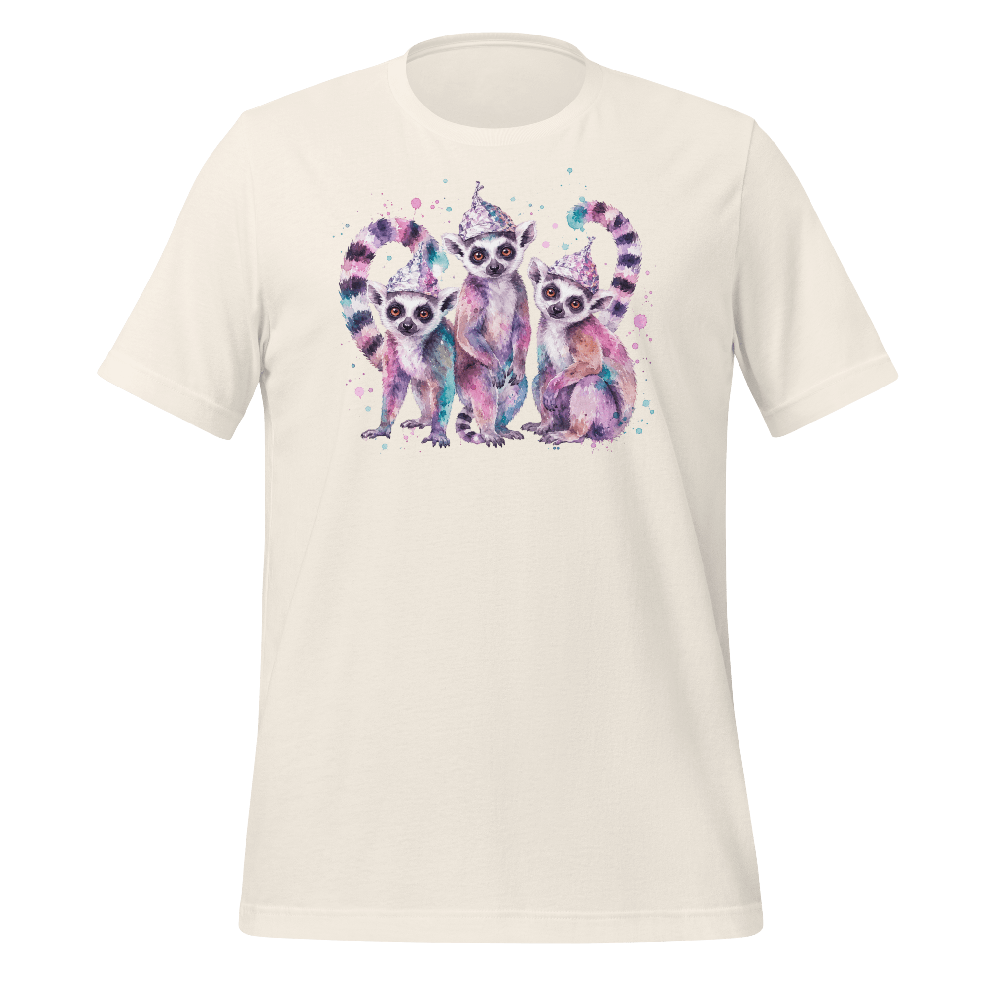 Three Tin Foil Hat Lemurs Watercolor Shirt Graphic T-Shirt
