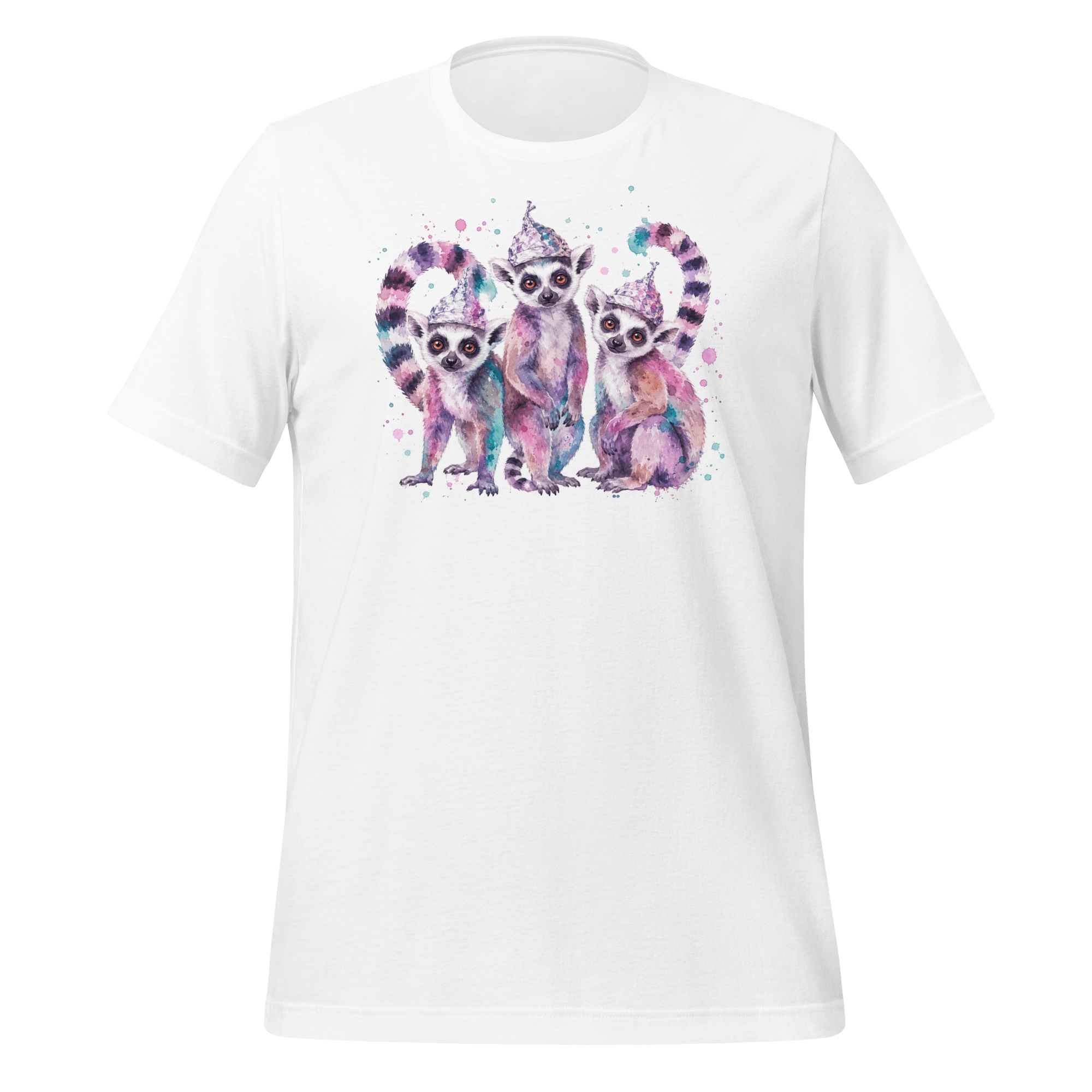 Three Tin Foil Hat Lemurs Watercolor Shirt Graphic T-Shirt