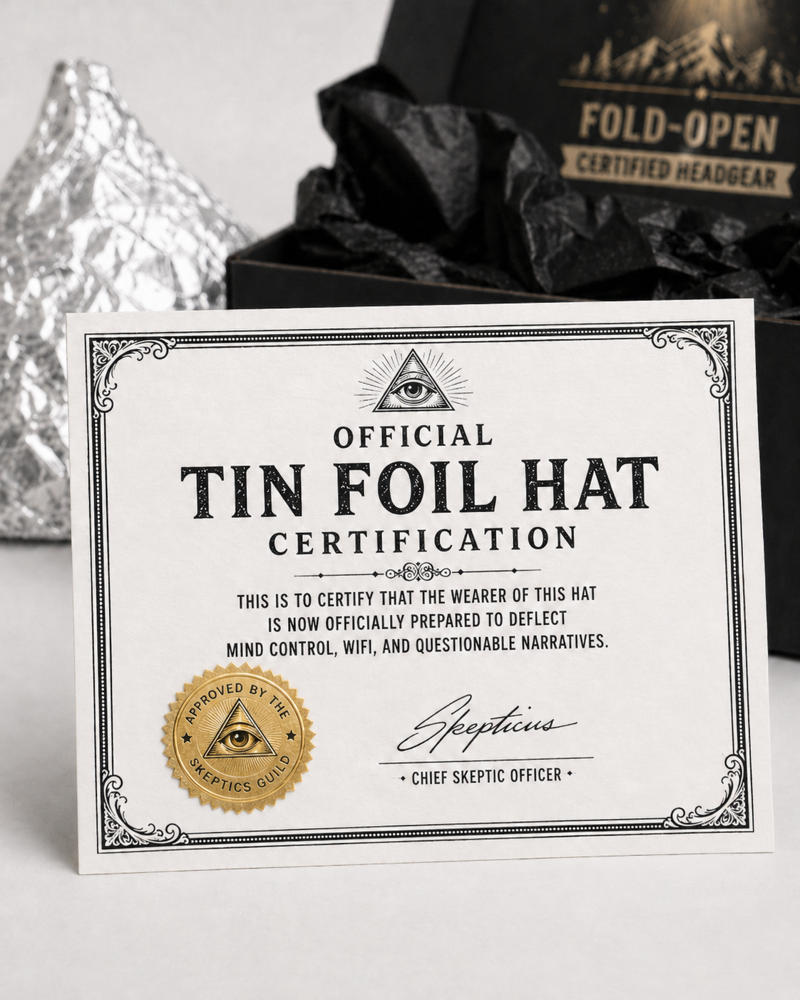 Tin Foil Hat Starter Kit, Funny Conspiracy Novelty Hat Set - TinFoiledHat