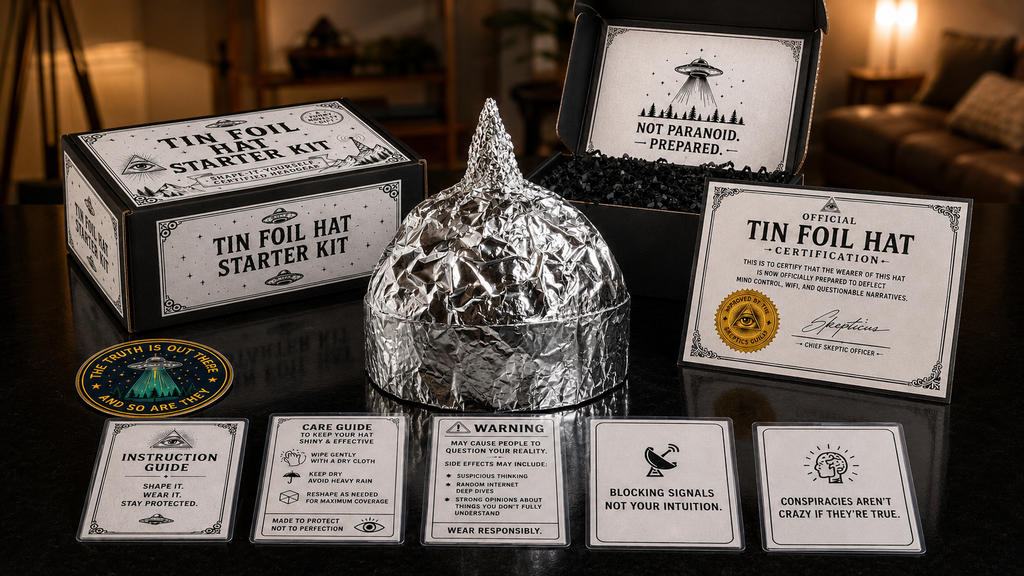 Tin Foil Hat Starter Kit, Funny Conspiracy Novelty Hat Set
