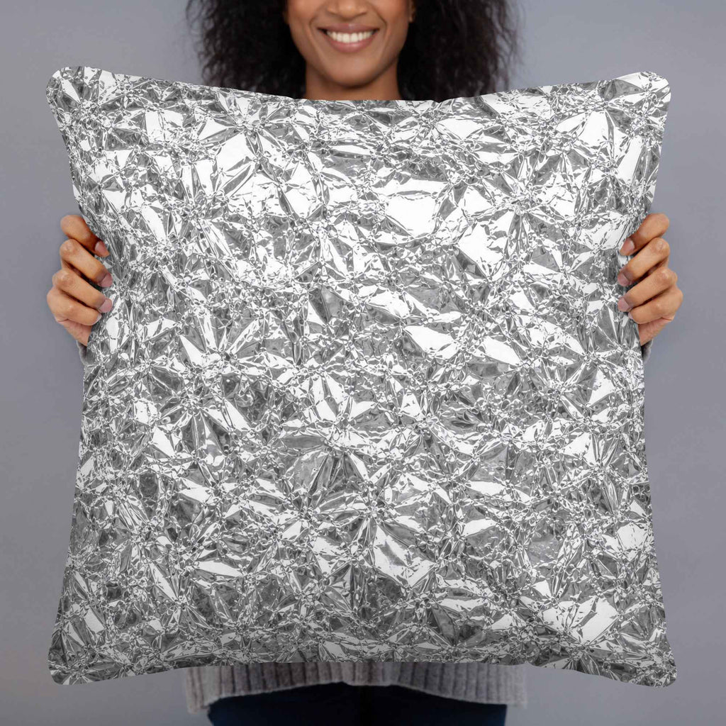 Shiny Aluminum Foil Texture Throw Pillow