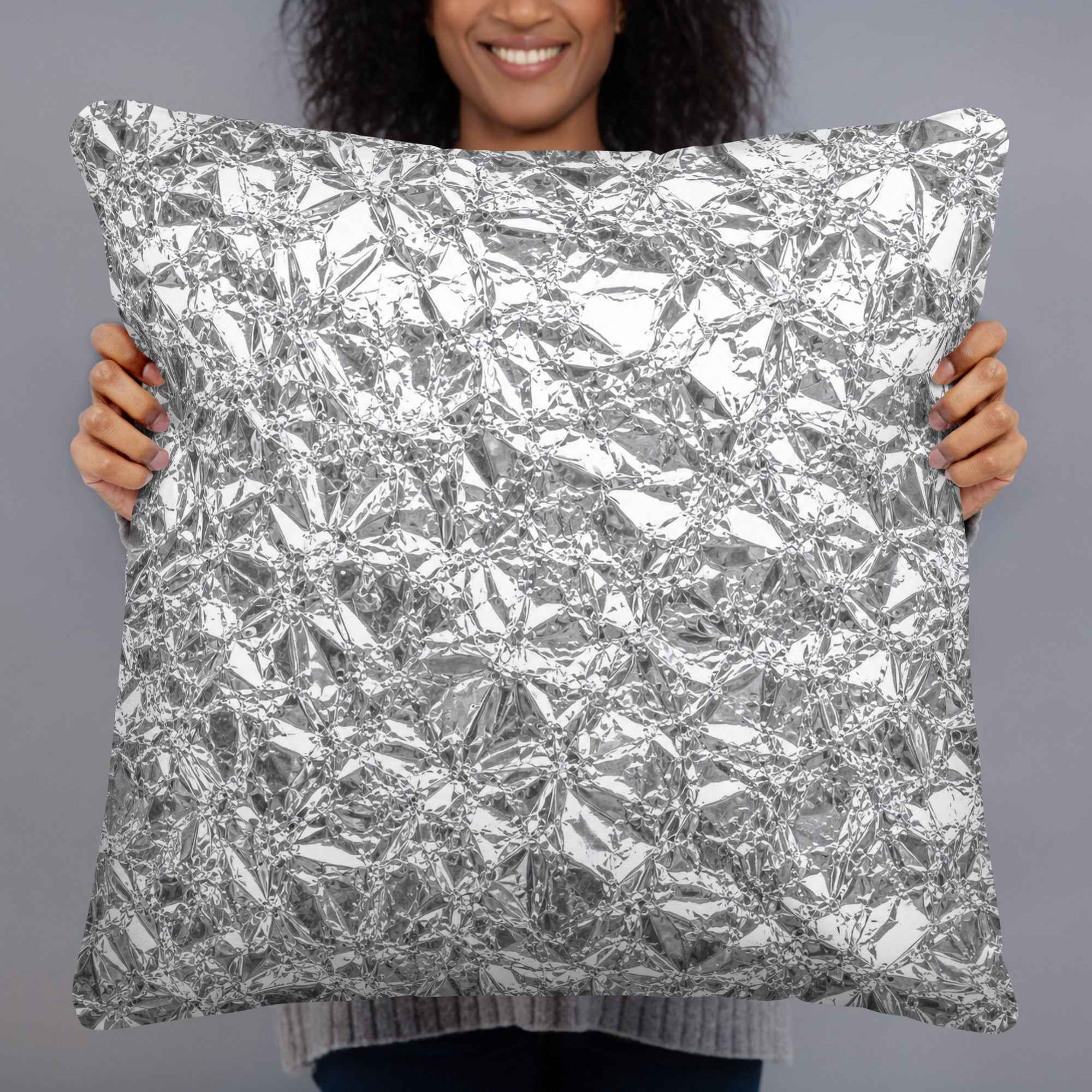 Shiny Aluminum Foil Texture Throw Pillow
