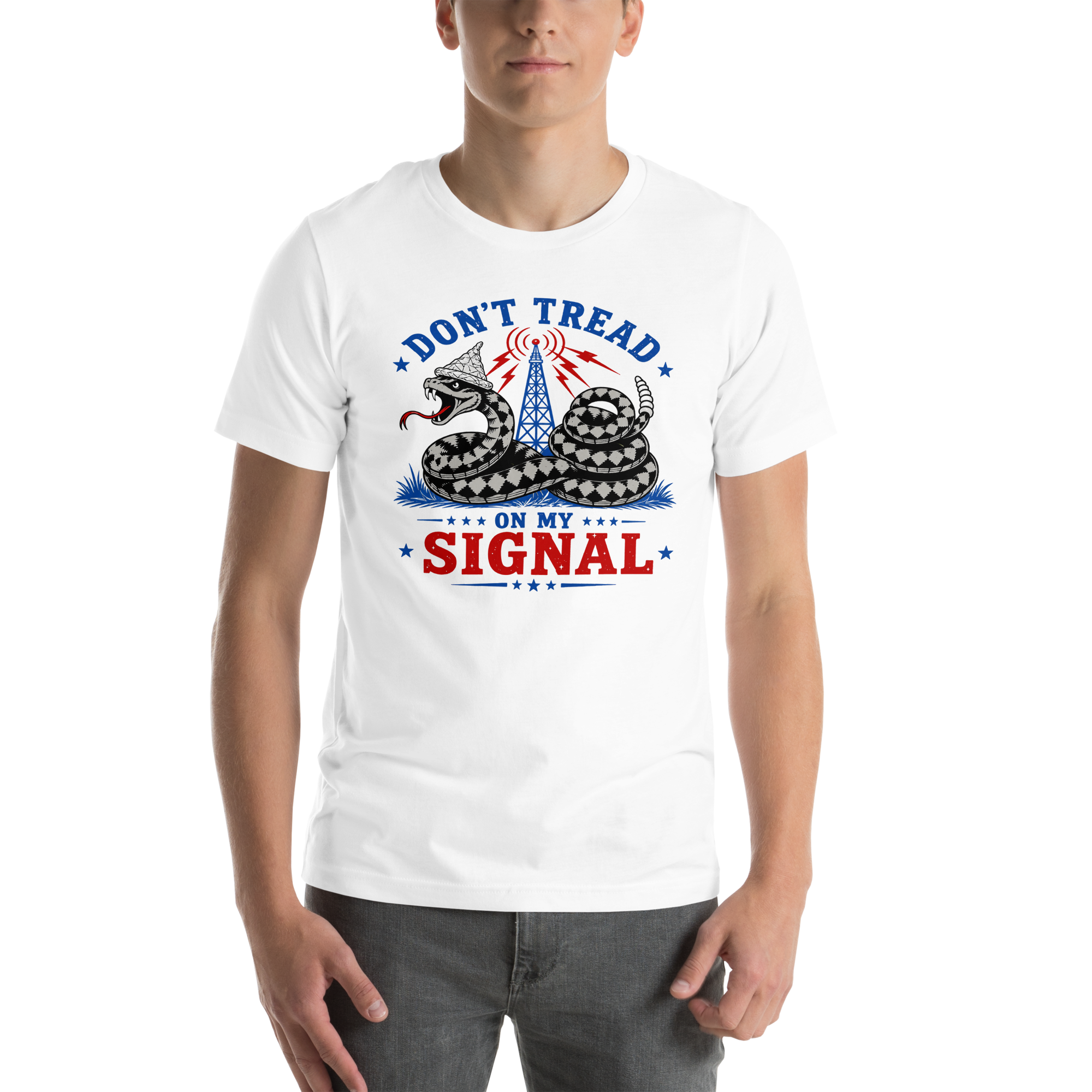 Don’t Tread on My Signal Tin Foil Hat Snake T-Shirt