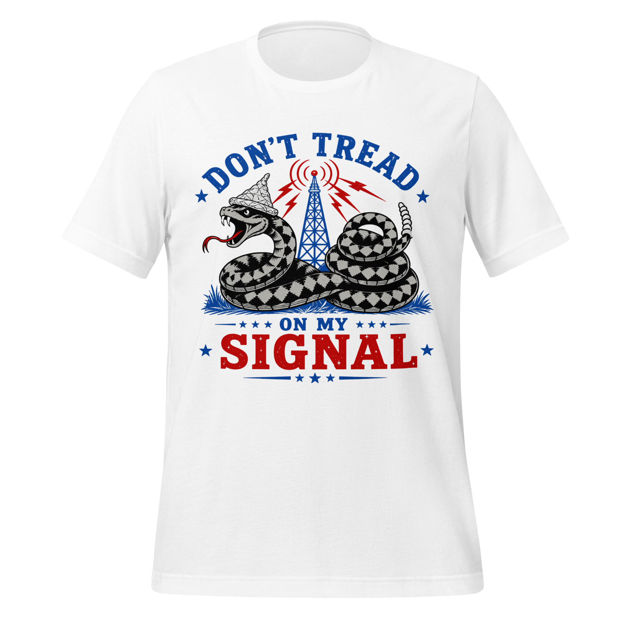 Don’t Tread on My Signal Tin Foil Hat Snake T-Shirt
